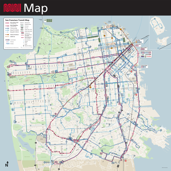 Muni system map effective April 21, 2022, in response to COVID-19.
