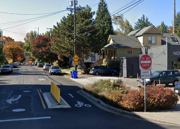 Image of Landscape Diverter that allows for bicycle travel into the street but doesn't allow vehicle entry.