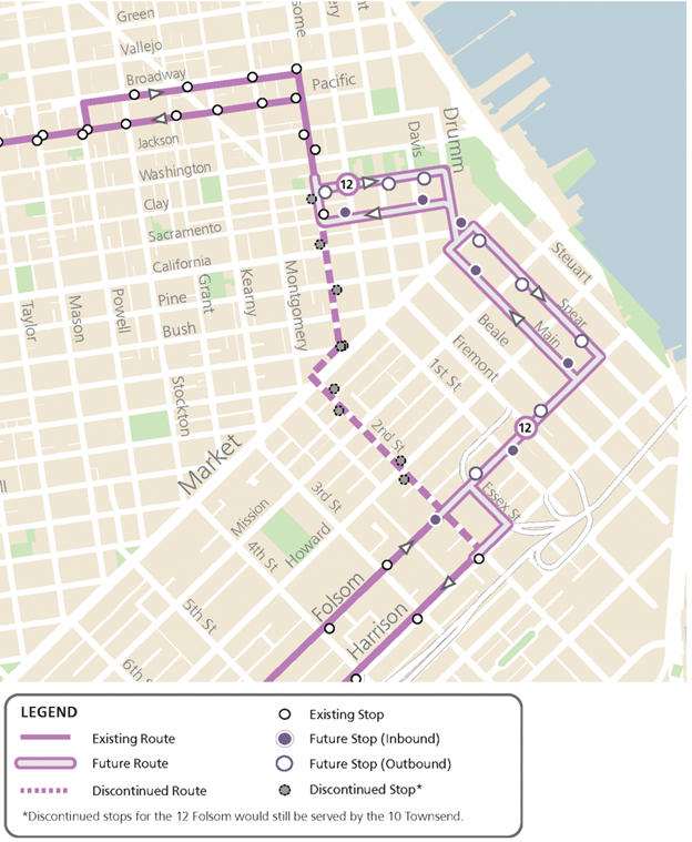 Map showing the 12 Folsom Rincon Hill extension