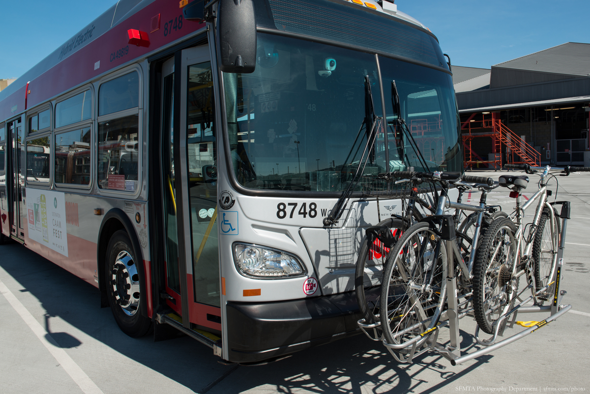 High Capacity Bike Rack on a 40 Foot Hybrid Diesel Bus