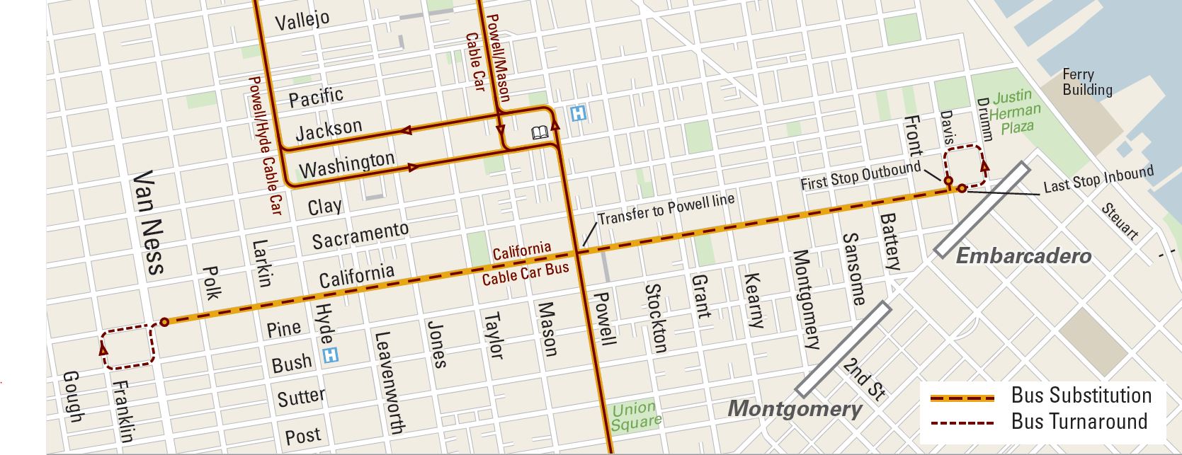 Map of Califorina Shuttle bus service