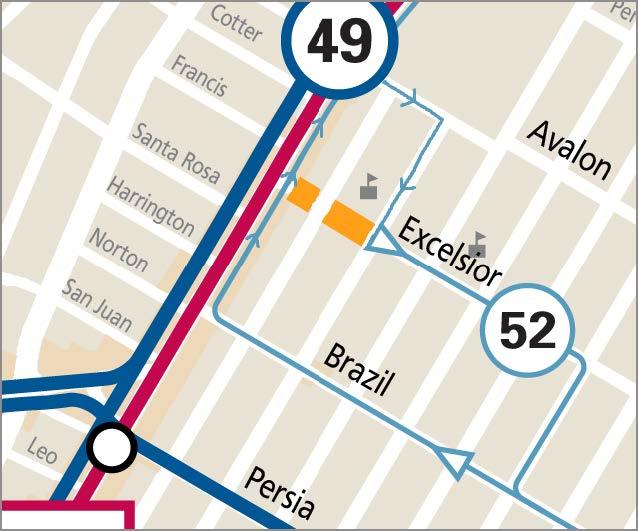 Excelsior Block Party Muni Service Reroute Map