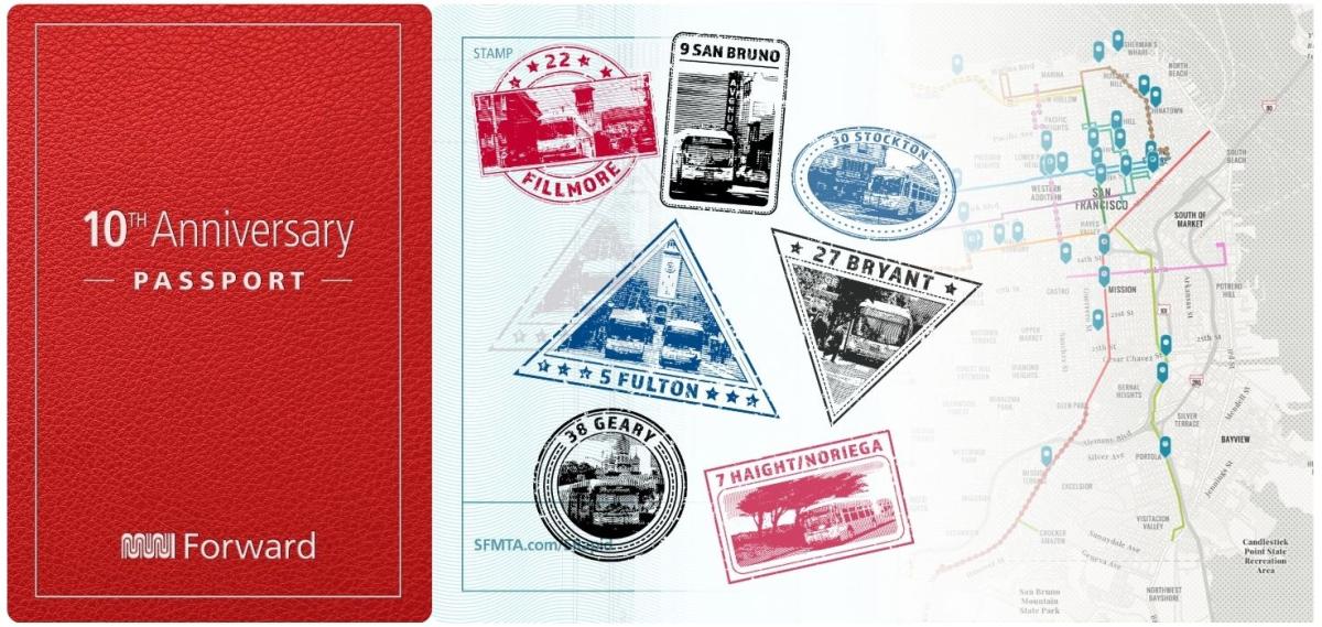 Photo of the Muni Forward Passport with stamps