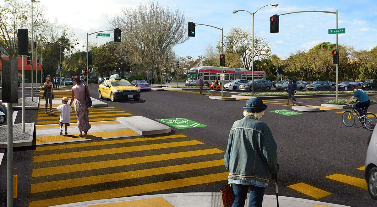 A rendering of the new intersection design on Geary.