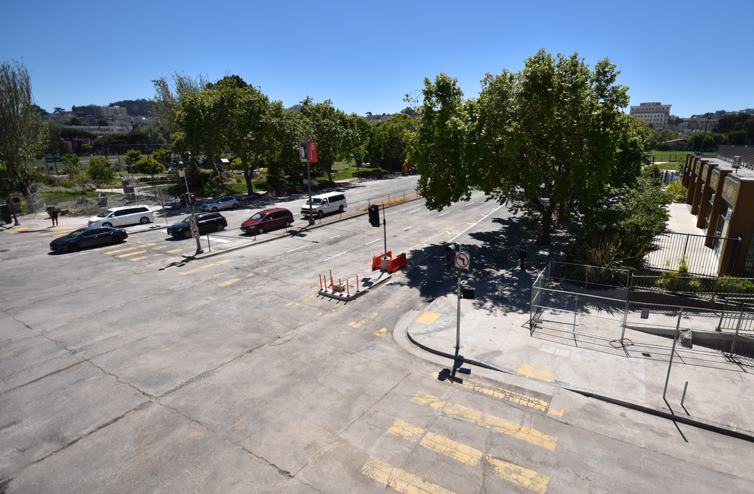 The pedestrian bridge over Geary Boulevard at Steiner Street was removed this past Memorial Day weekend in preparation for construction of safer street level crosswalks.