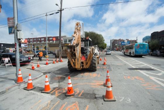 Excavation of a man-hole continues at the corner of 4th and Freelon streets.