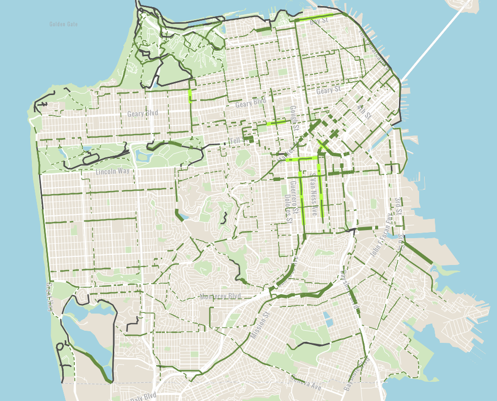 Map of San Francisco bike network