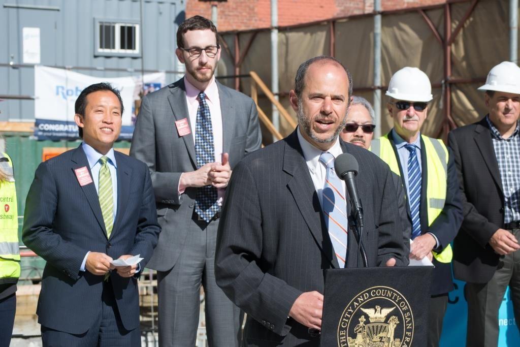 SFMTA Director Edward D. Reiskin speaks at the TBM hole-through event on June 16.