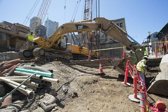 Excavation of the future Chinatown Station site continues.