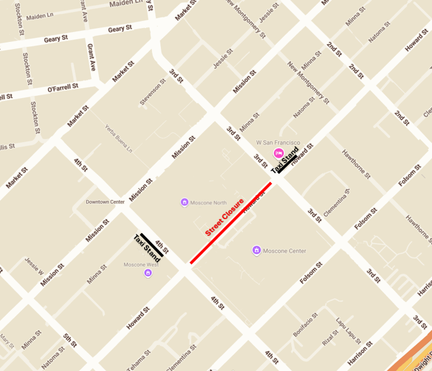 Moscone Center taxi stand location map