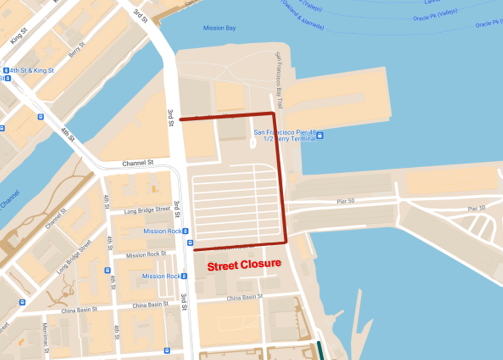 Pier 48 road closure map