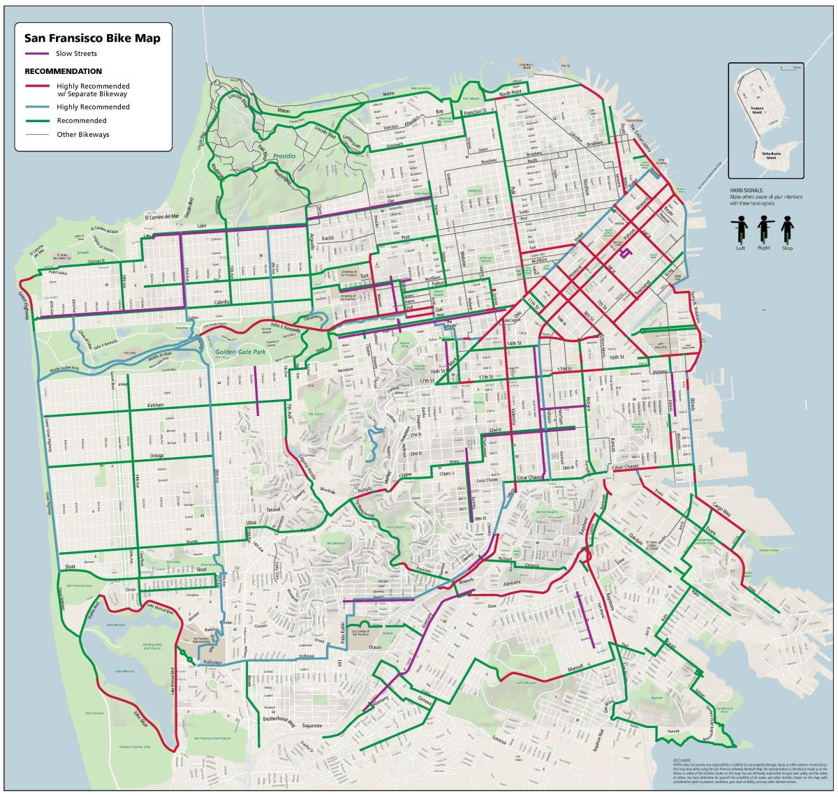 Map of existing bicycle facilities in San Francisco.