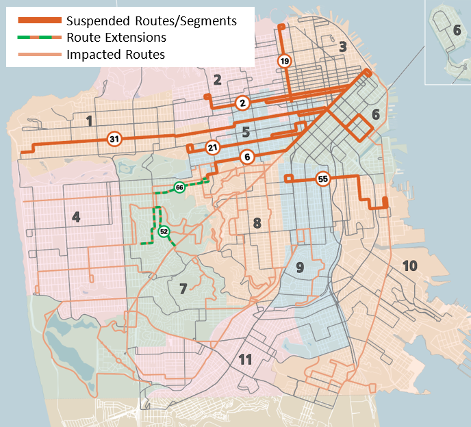 A map of the changes for proposal 1. These changes are described below.