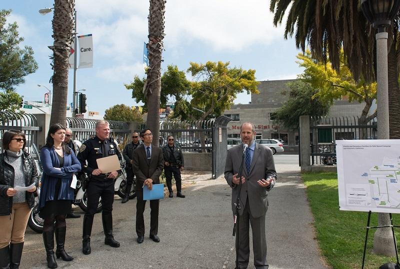 SFMTA Director Ed Reiskin speaks at a press conference about speed enforcement and Vision Zero safety initiatives.