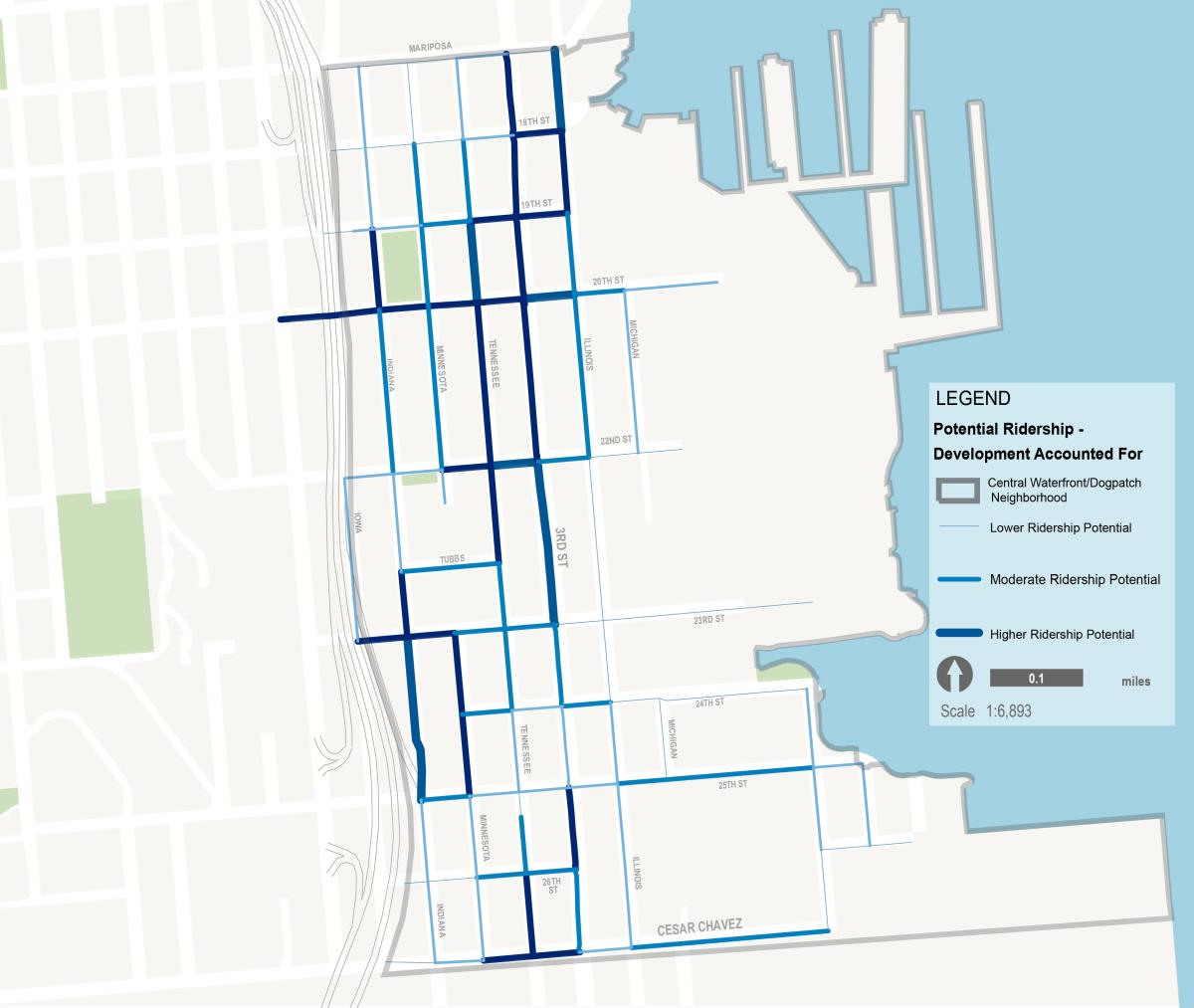 Dogpatch-Central Waterfront - Future potential ridership w/future development accounted for