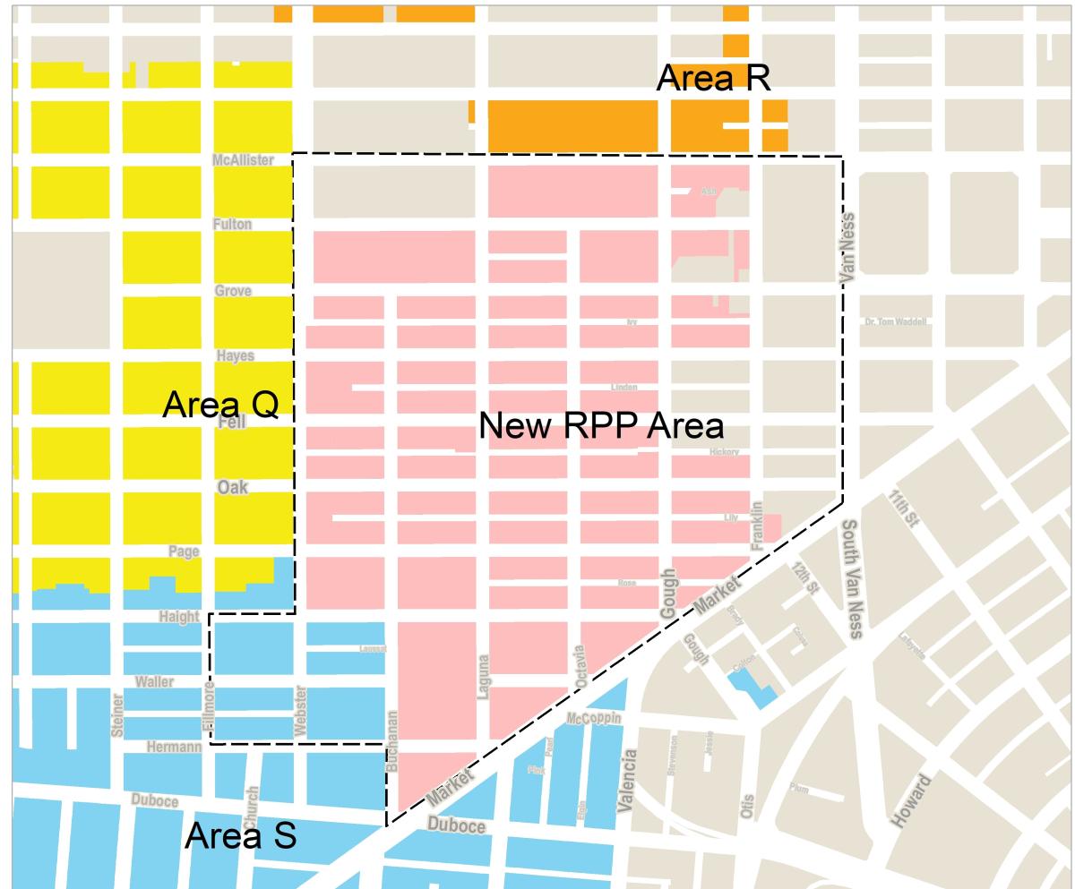 Map showing proposed RPP areas in Hayes Valley