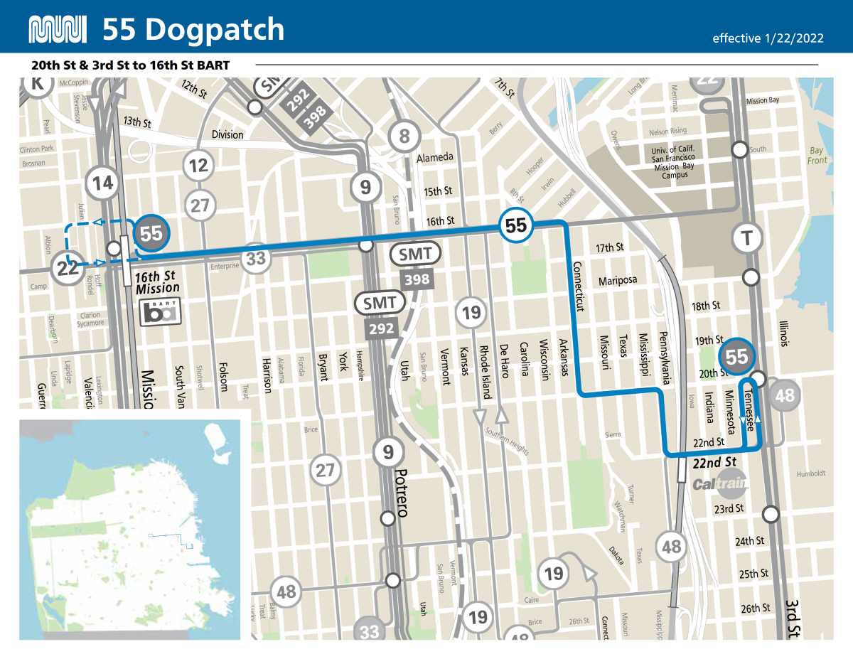 Route Map for 55 Dogpatch