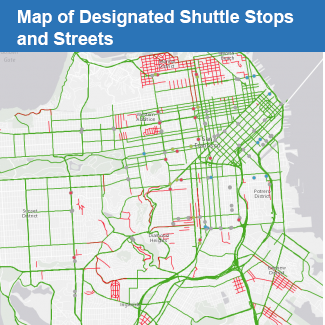 Map of Designated Shuttle Stops and Streets