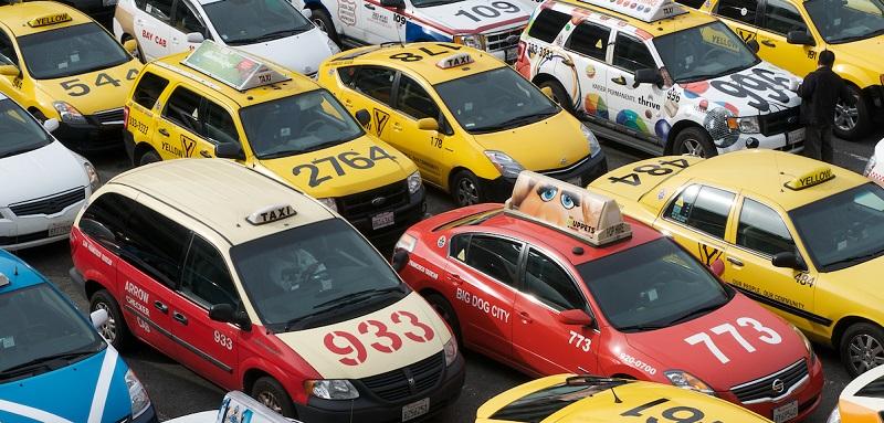 Taxis at the airport.