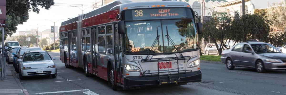 Image of 38 Geary bus on Geary Boulevard