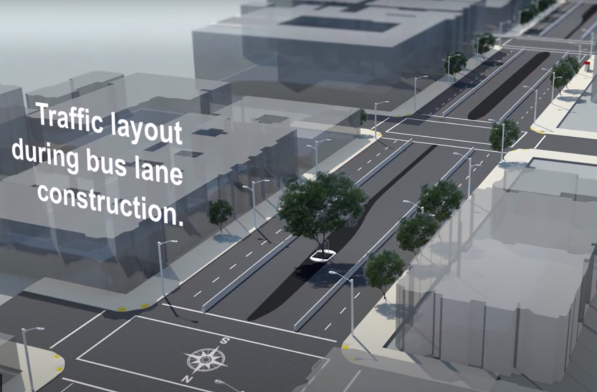 New traffic layout on Van Ness during Bus Rapid Transit Construction