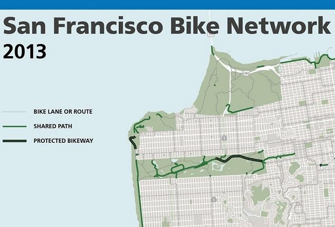 Map of San Francisco bike network in 2013