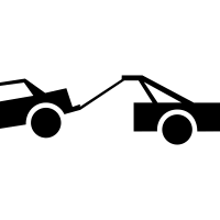 Icon showing car being towed