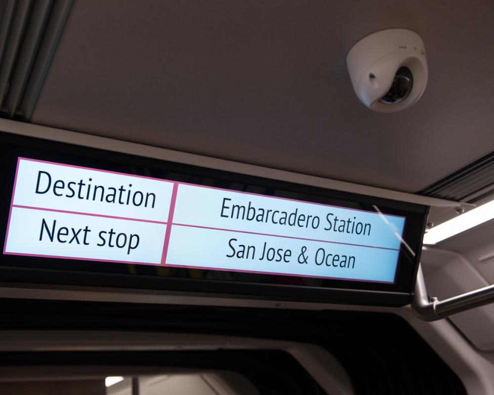 interior view of signage in new LRV