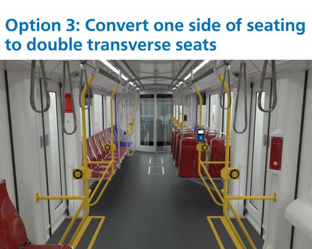 Option 3: Convert one side of seating to double transverse seats.