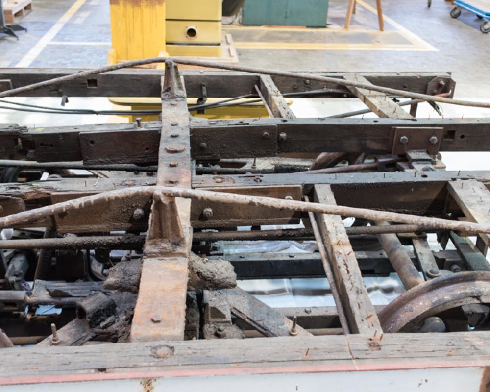 damaged cable car frame