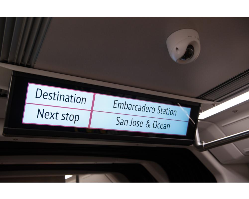 interior view of signage in new LRV