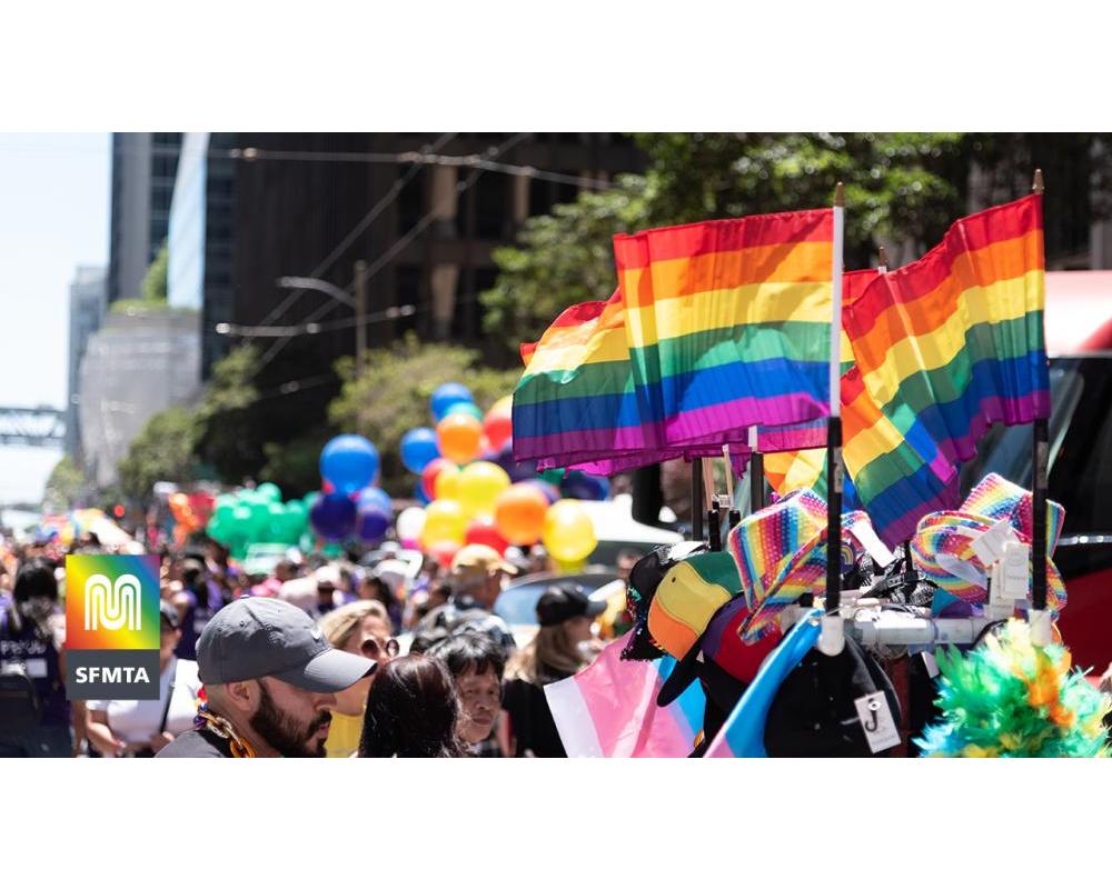 Photo of Pride Parade with SFMTA logo