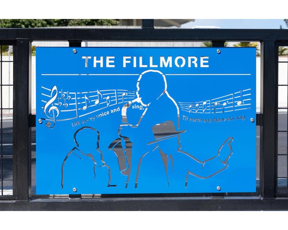 Photo of decorative panel depicting notable Fillmore figures