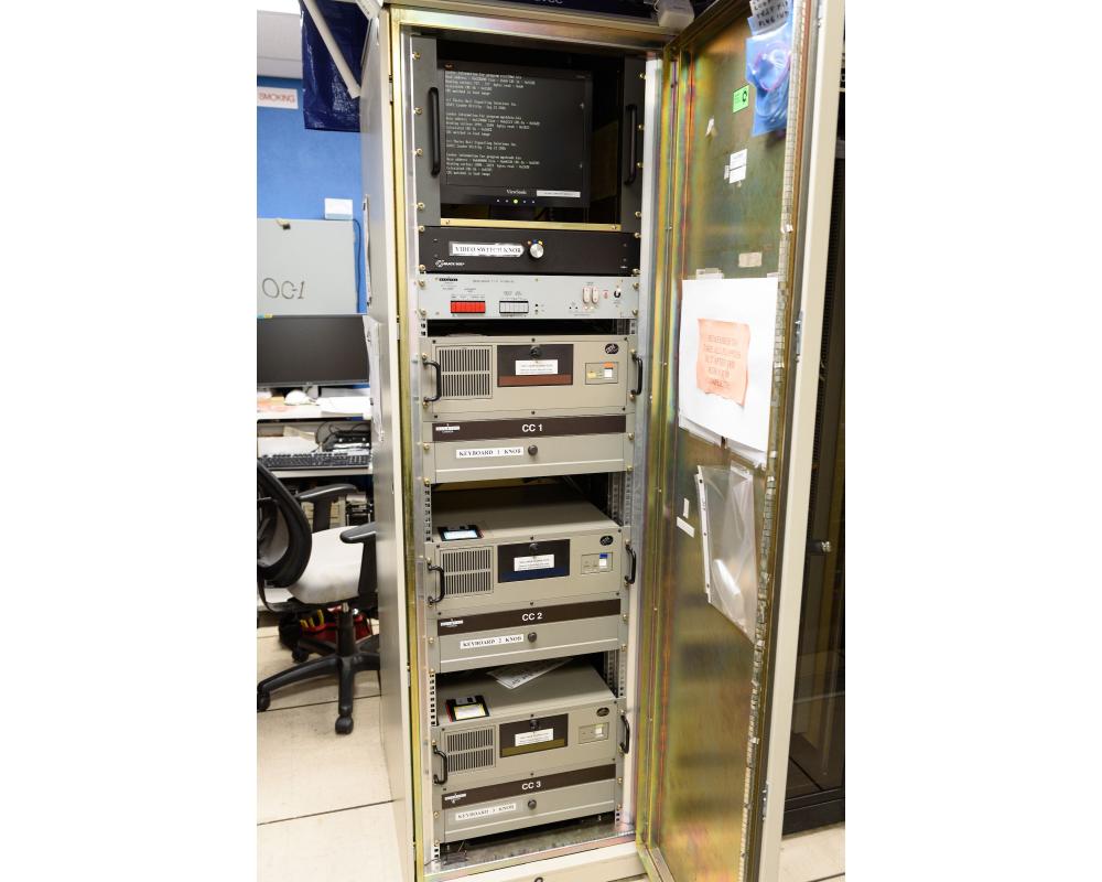 A stack of servers in a room