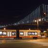 New LRV train on embarcadero at night