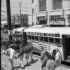 Baseball fans using Muni to get to Seals Stadium