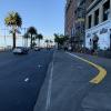 View of southbound The Embarcadero between Mission to Howard streets after the road was repaved, looking south