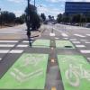 Green-backed sharrows at an intersection