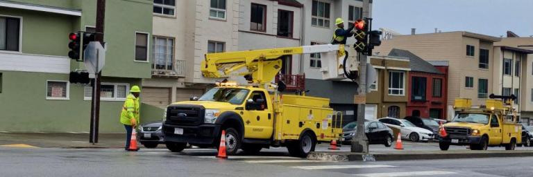 SFMTA crew working on Traffic Signals