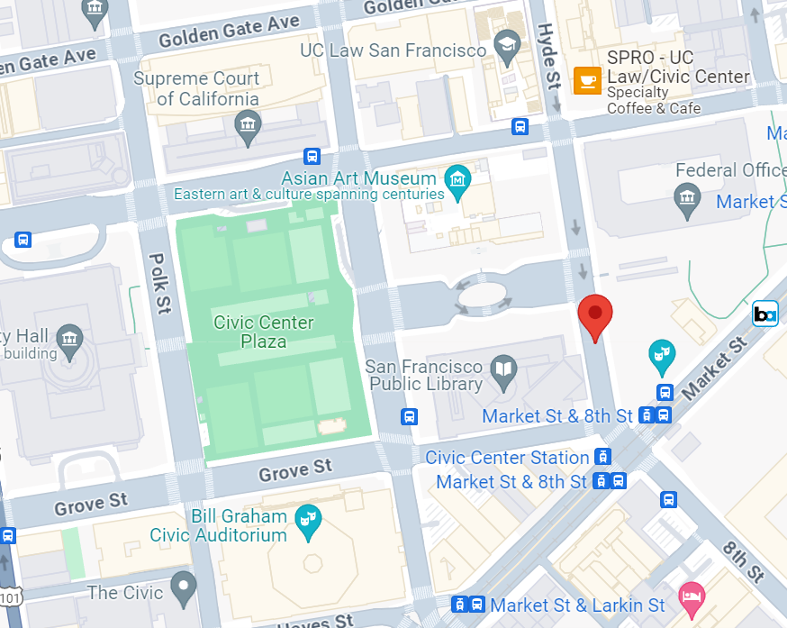 Map of Civic Center temporary taxi stand