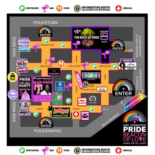 Map for taxi stand during Pride event