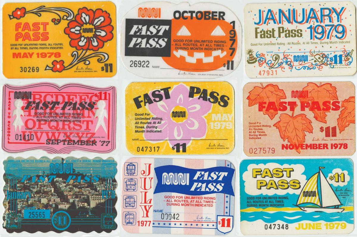 Photo features a collection of Fast Passes. Many feature bright colors and playful designs, including a sailboat.