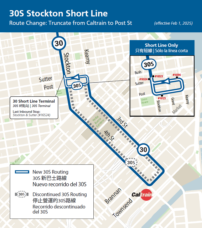 Map showing route for the new 30S.