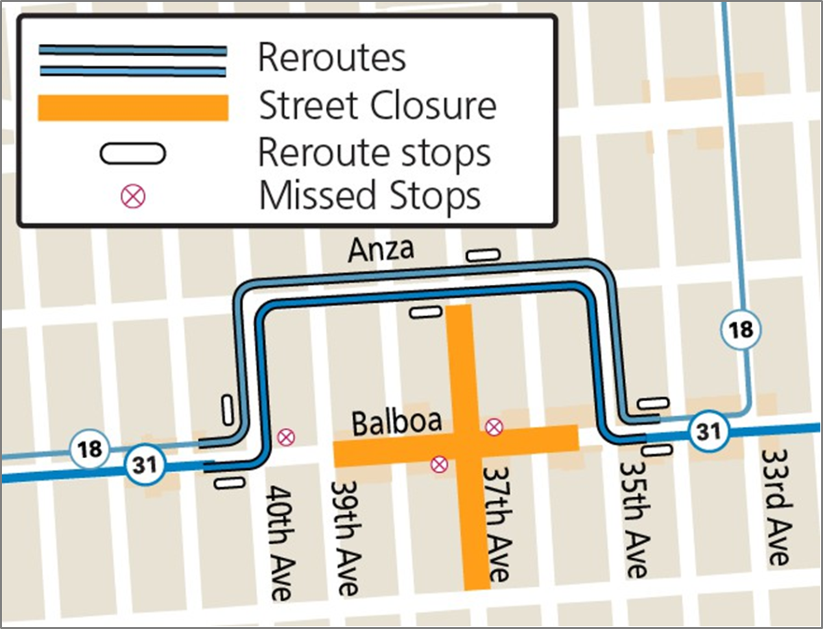 Muni Service Reroute Map