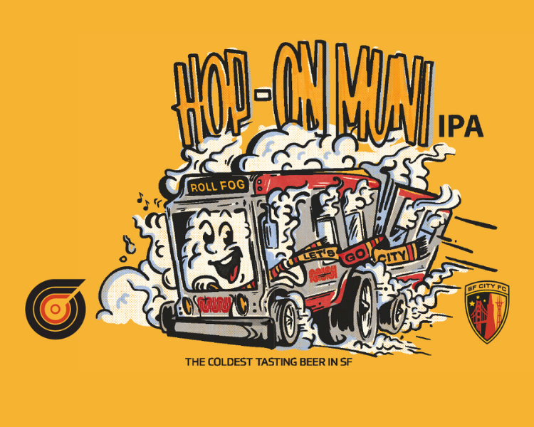 Hop on Muni IPA label