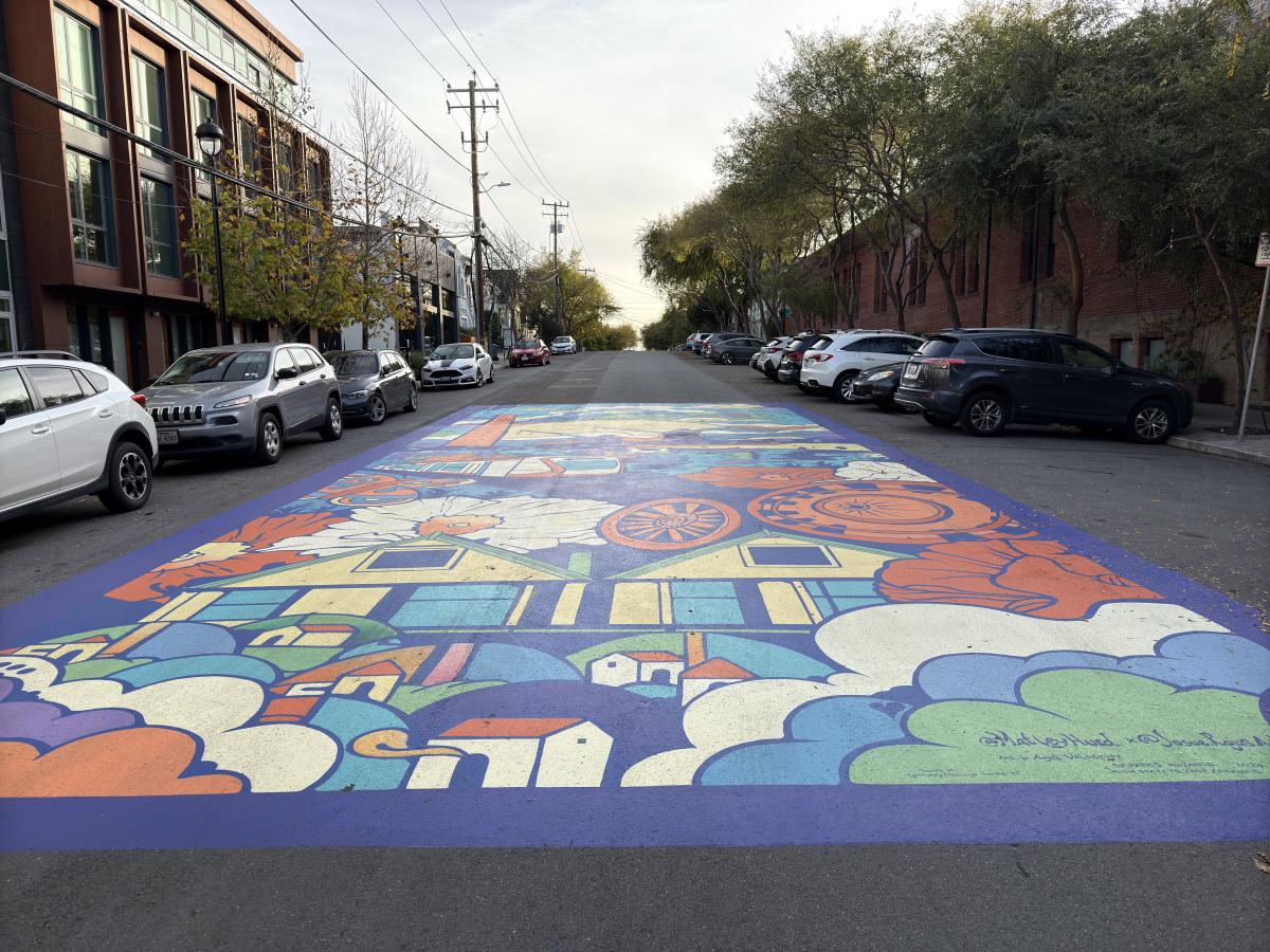 Photo of a street mural on Minnesota Street designed by the community