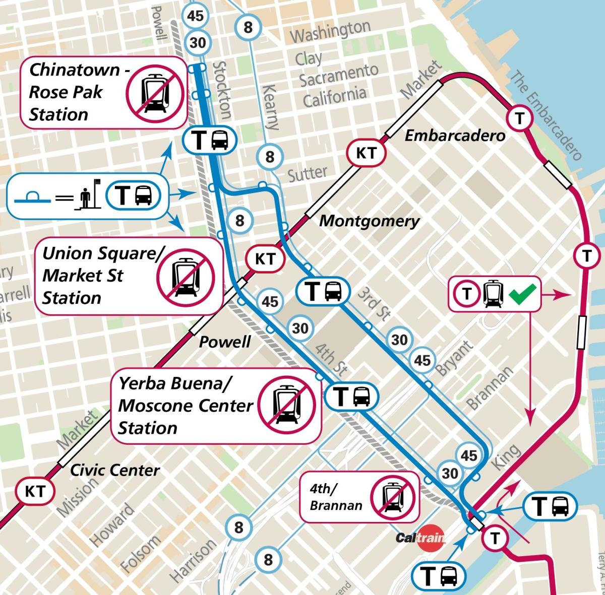 Map of the temporary KT service plan.