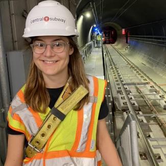 Staff Cassie Halls standing in Central Subway. 