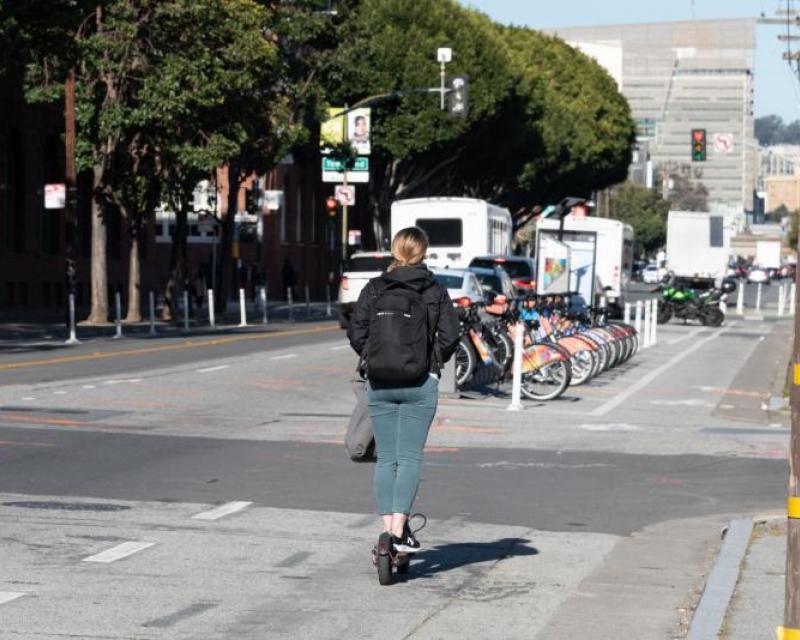 Scooter rider on street