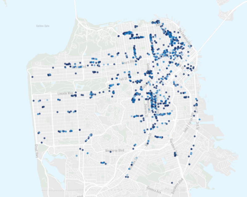 Shared Spaces map by SF Planning Department